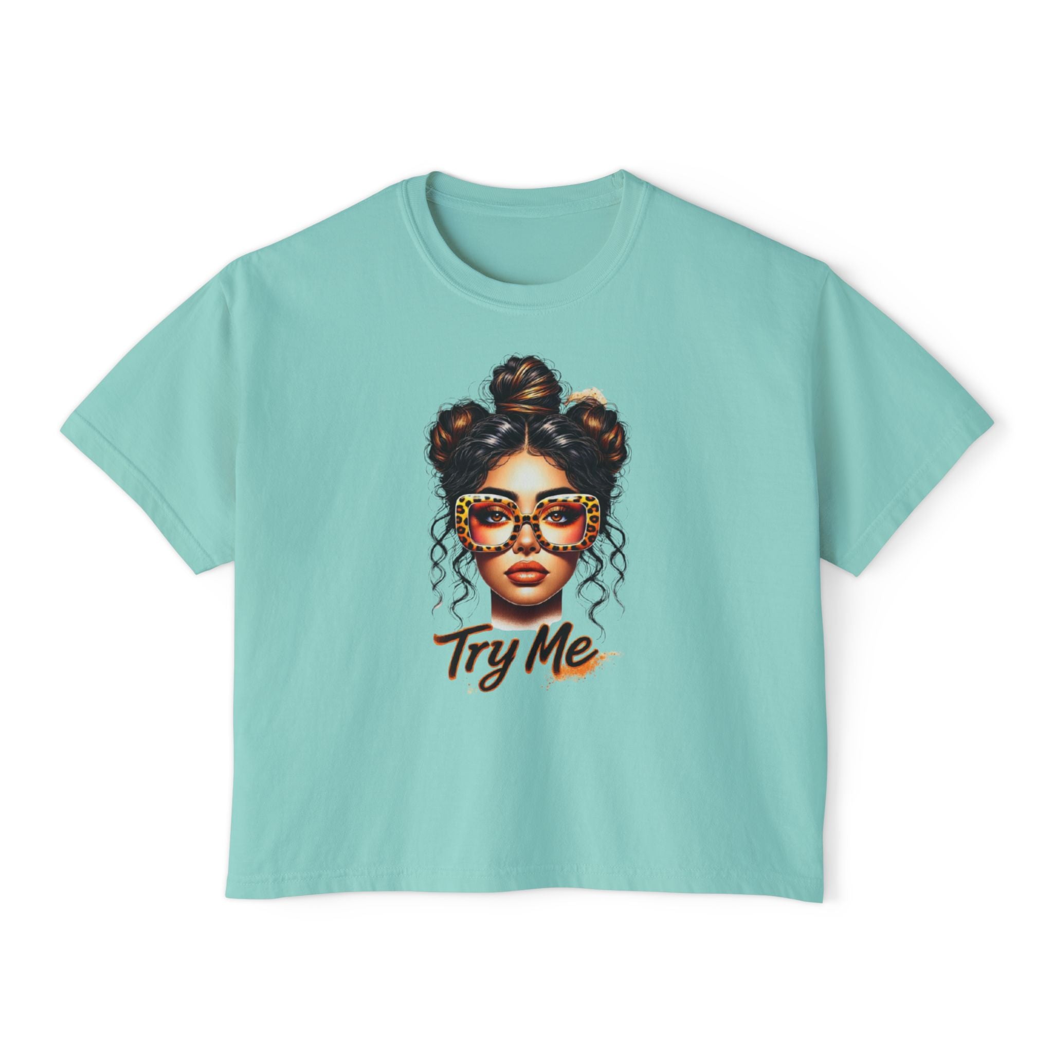 Boxy Tee — 'Try Me' Afro Chic Graphic Crop Top