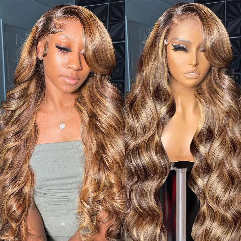 Highlight Human Hair Wigs For Women Colored Honey Blonde Body Wave Wig 13x6 HD Lace Frontal Wigs 4x4 5x5 Closure Human Hair