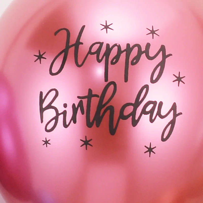 10/20/30pcs 12inch Chrome metallic latex balloons happy birthday printed pattern ballon helium metal globos birthday party decor