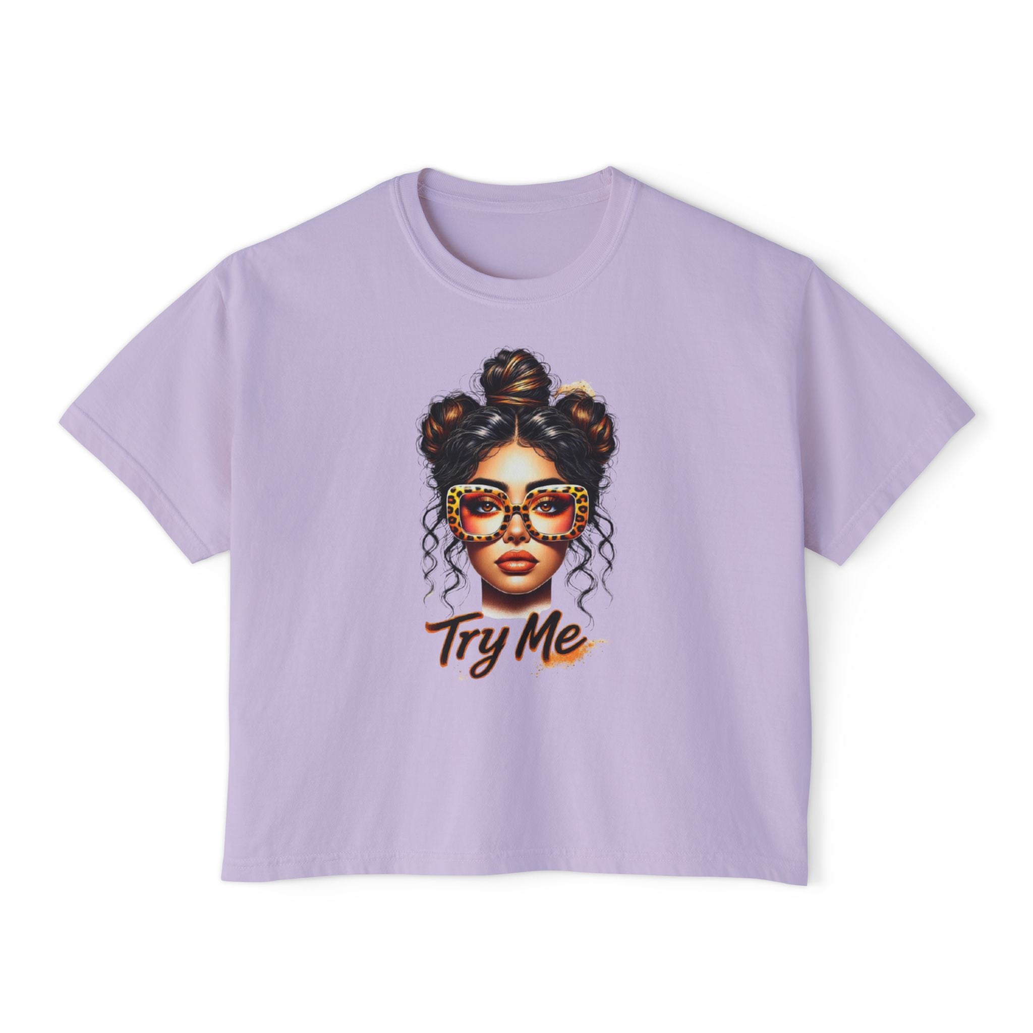 Boxy Tee — 'Try Me' Afro Chic Graphic Crop Top