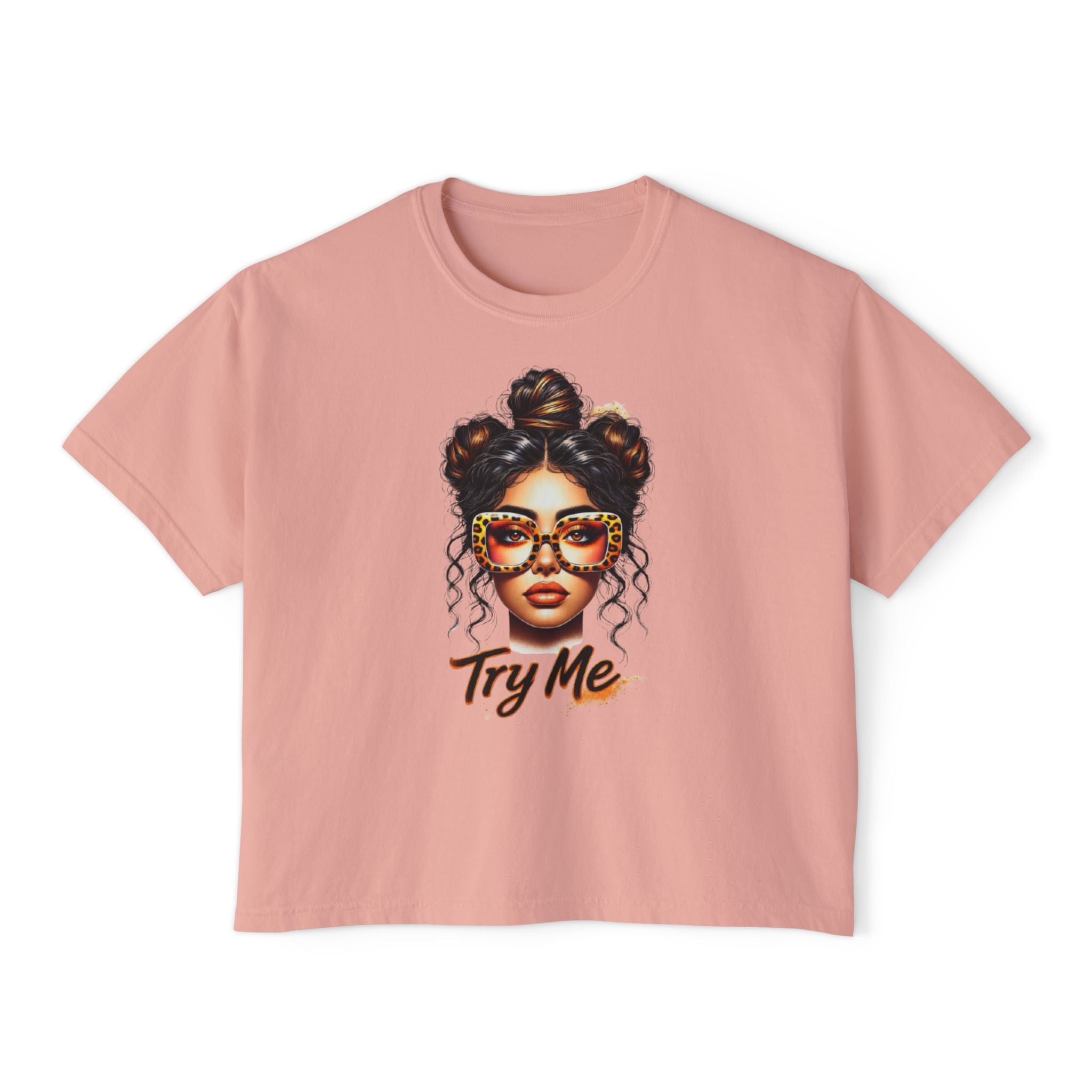 Boxy Tee — 'Try Me' Afro Chic Graphic Crop Top