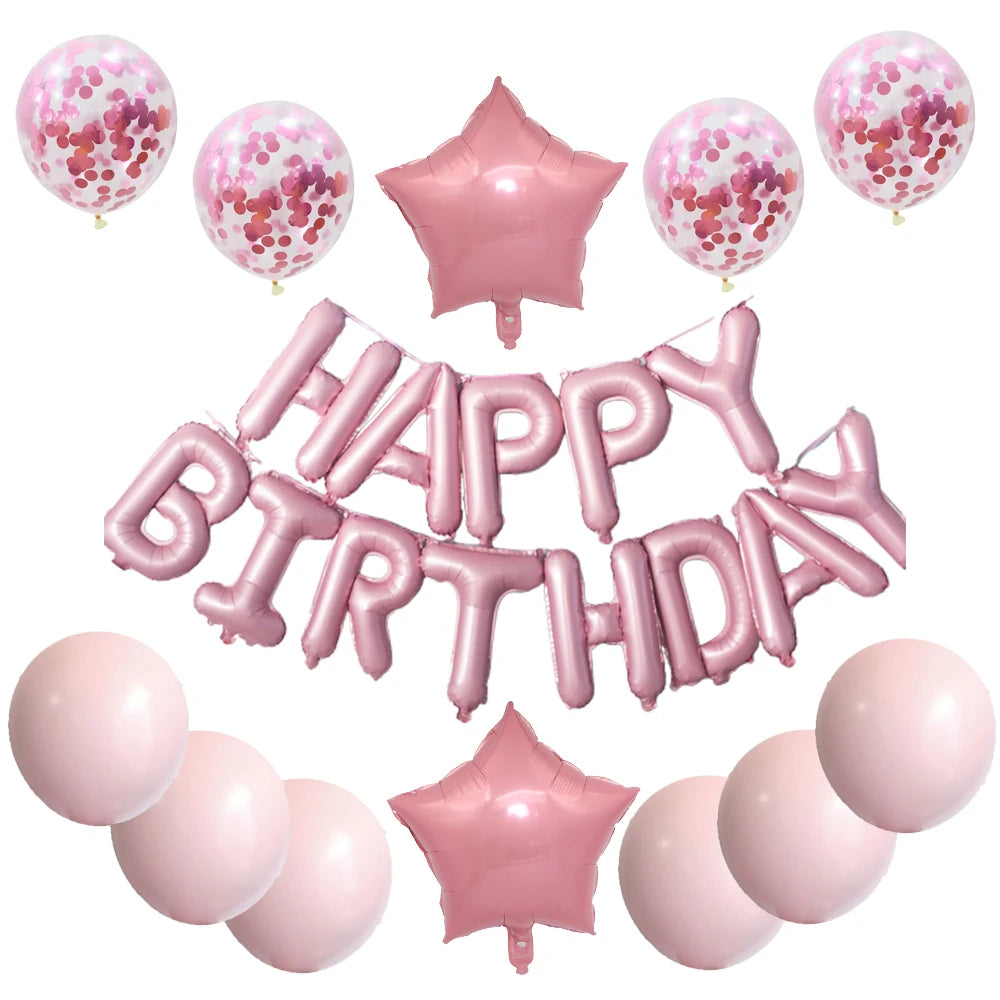 16inch Happy Birthday Decoration Balloons Pink Blue Letter Foil Ballons Set Birthday Party Decor Air Globos Balony Anniversaire