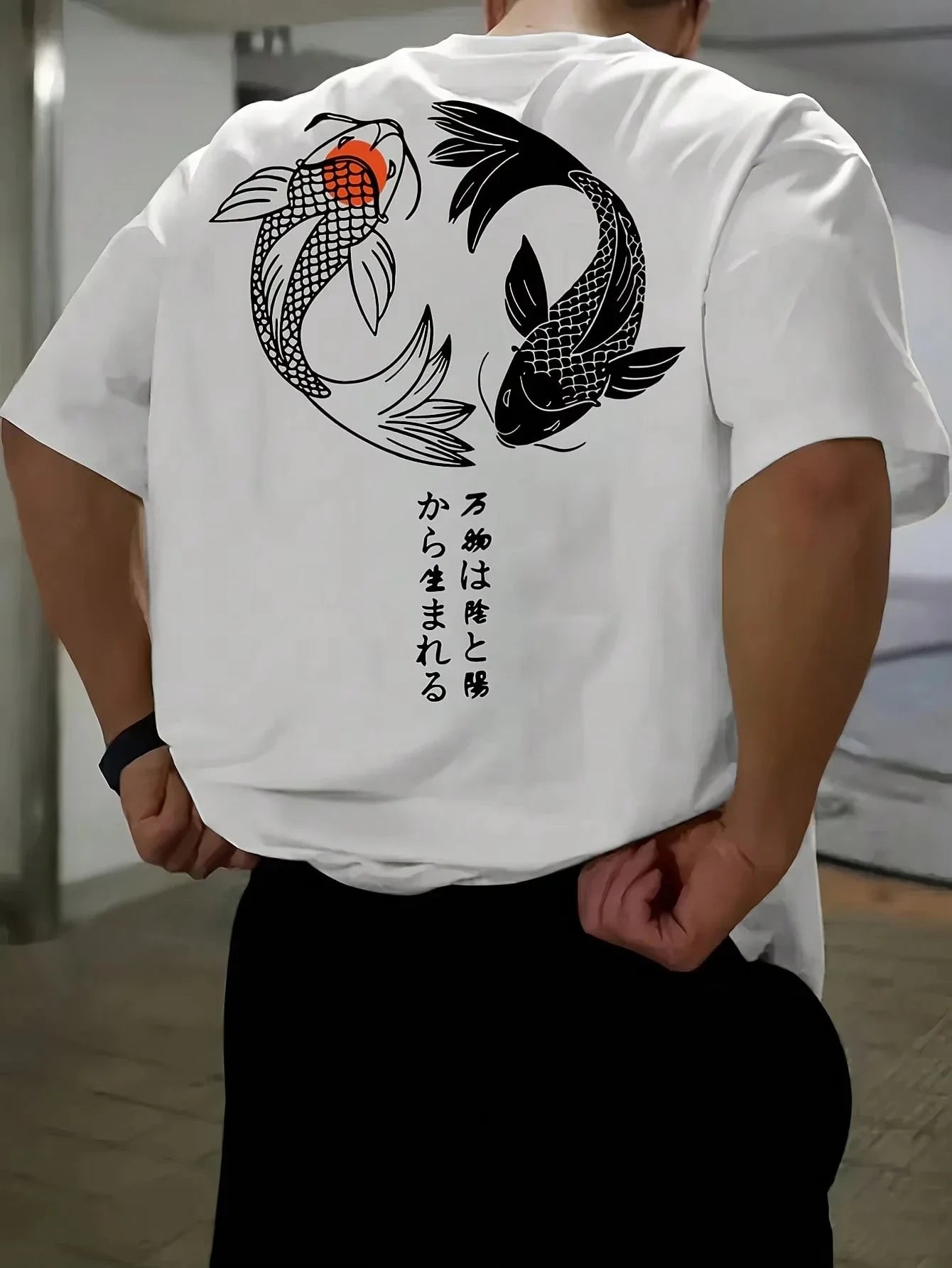 Koi Harajuku Japanese Pattern 100% Pure Cotton Men's T-shirt Summer Daily Outdoor Sports Street Casual Comfortable Short-sleeved