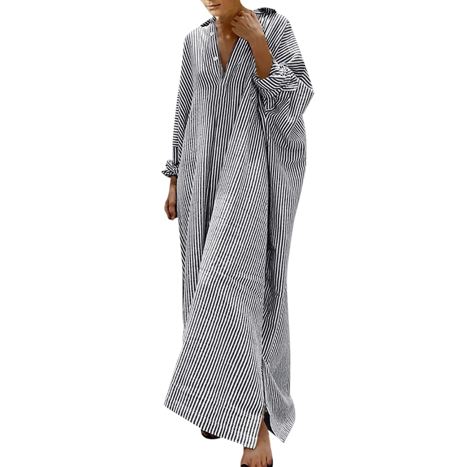 Elegant Outfits Summer Dresses For Women 2023 Stripe Cotton Shirt Casual Loose Maxi Dresses Formal Occasion Dresses Vestidos