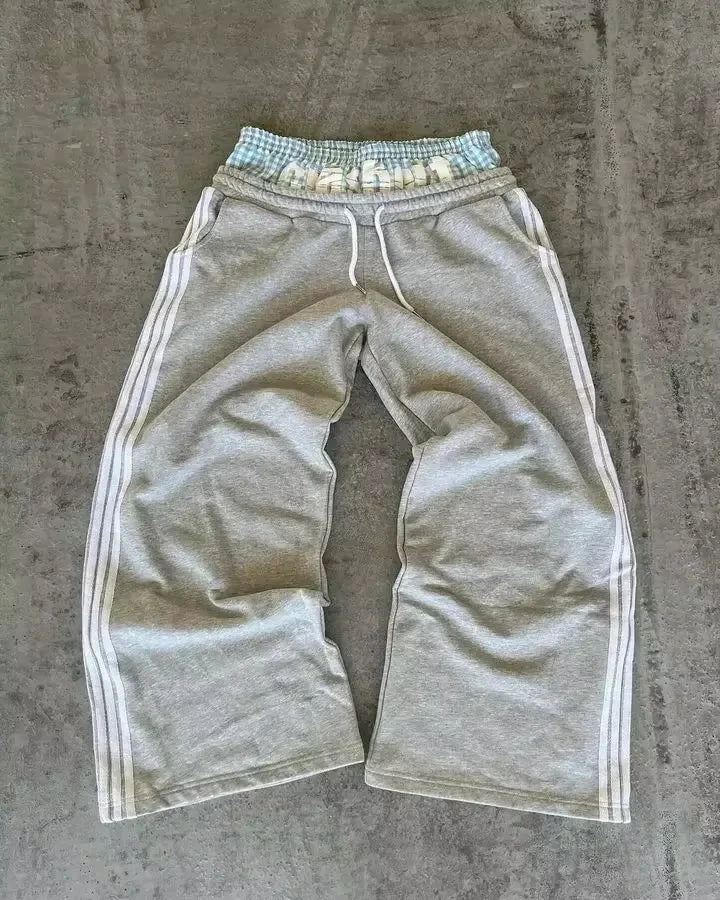 2025 Men's Retro Harajuku Hip Hop Sweatpants Loose Straight Pants High Waisted Loose Men's Pants Y2K Simple Striped Casual Pants