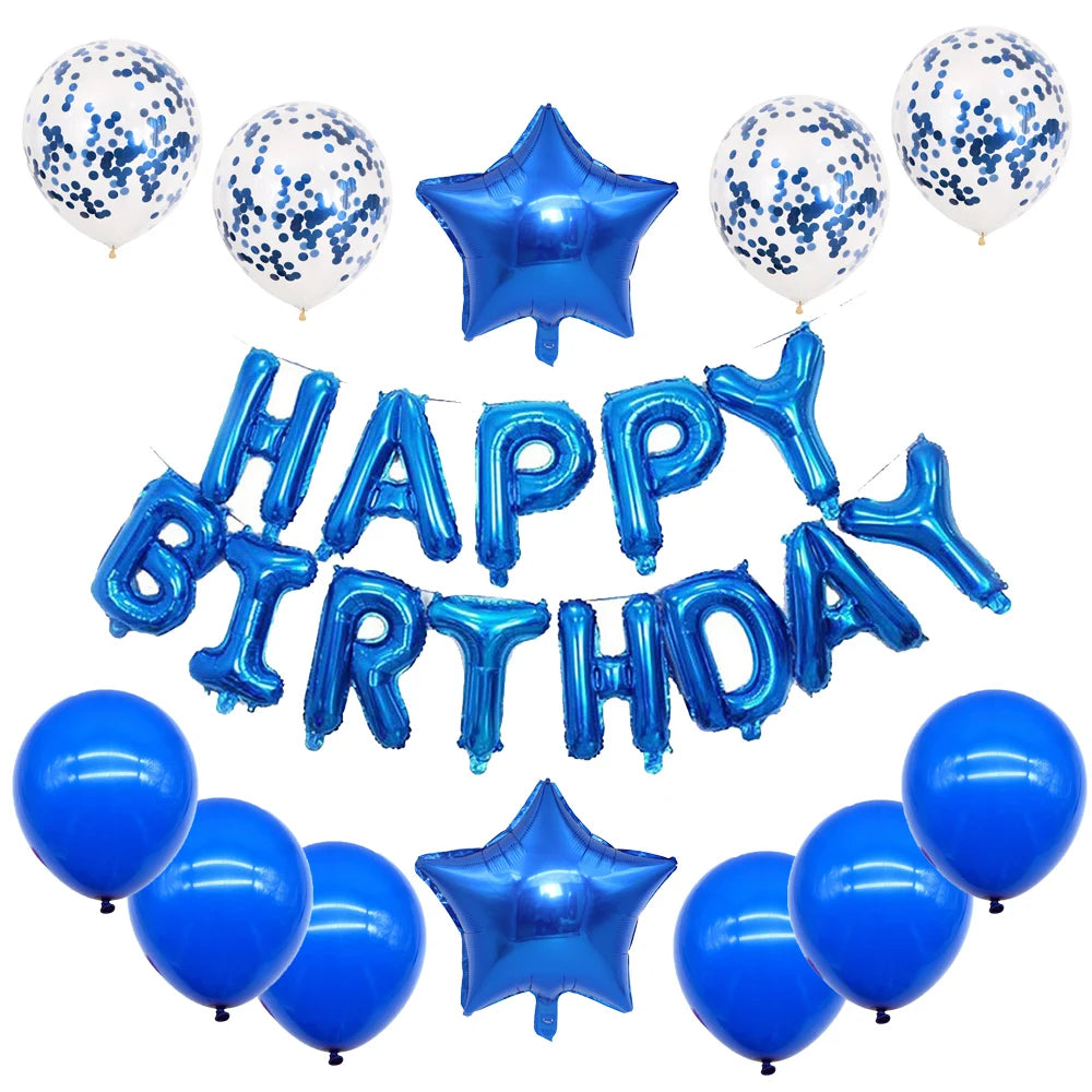 16inch Happy Birthday Decoration Balloons Pink Blue Letter Foil Ballons Set Birthday Party Decor Air Globos Balony Anniversaire