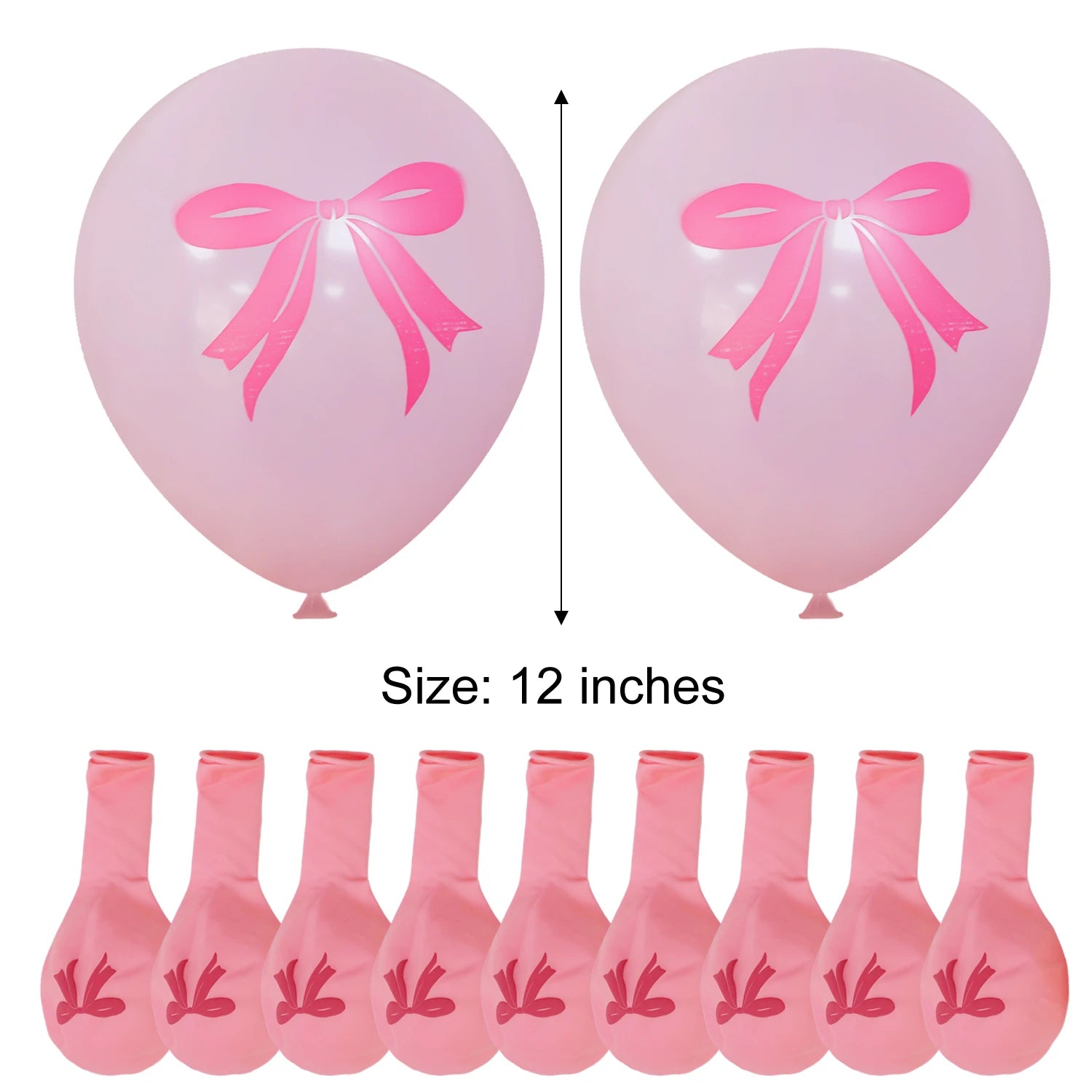 50/10pcs Bow Theme Latex Balloon 12 Inches Bowknot Print White Balloons for Kids Girls Birthday Baby Shower Wedding Party Decor