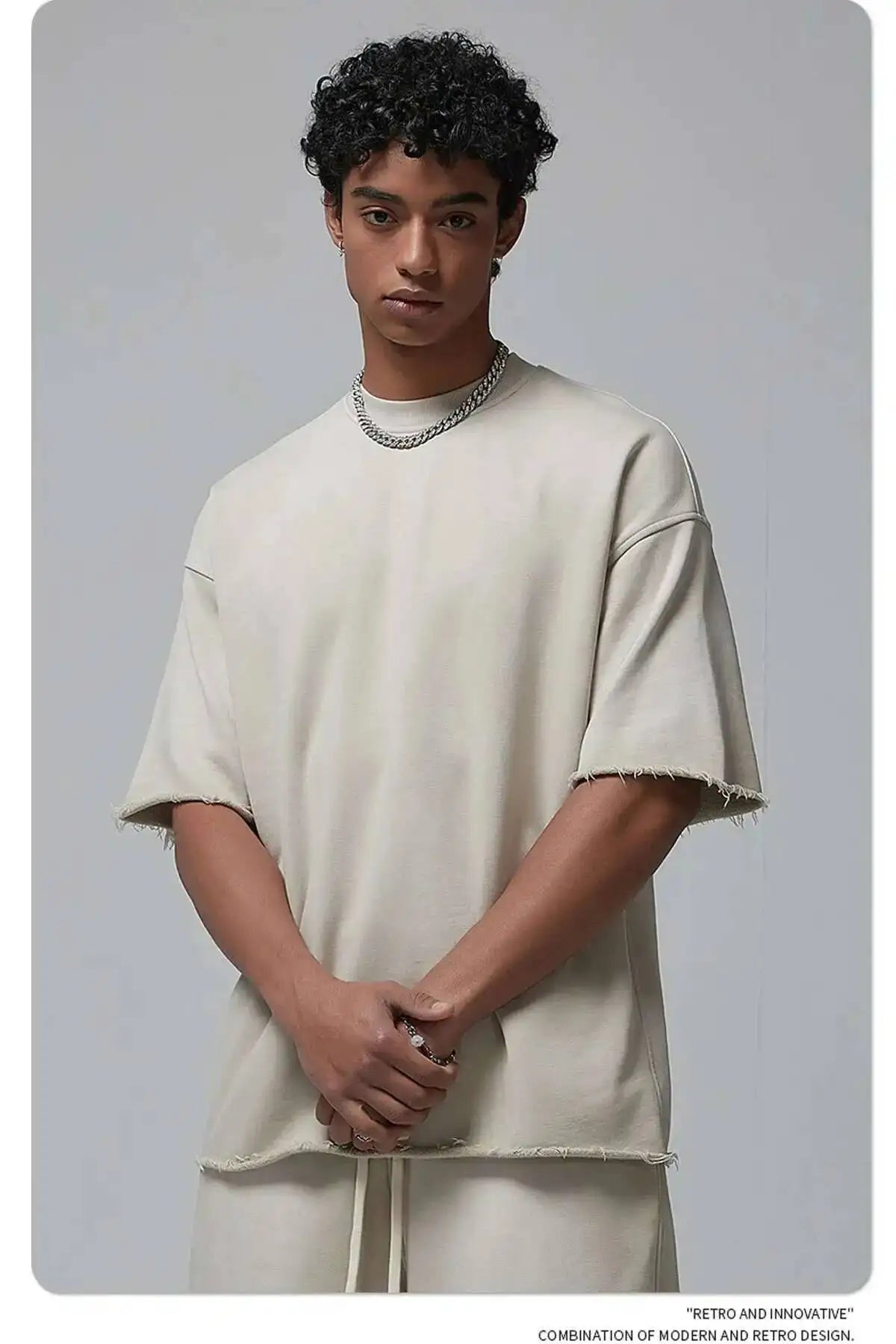 IEFB Spray Dye Washed Male Two-piece Set Light Brushed Short Sleeve T-shirt Elastic Waist Shorts Couple New Fashion Suit