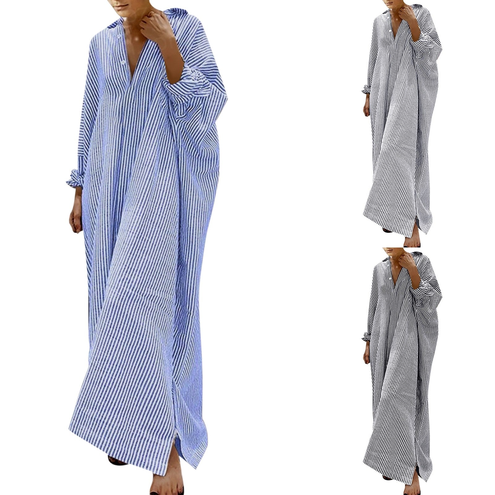 Elegant Outfits Summer Dresses For Women 2023 Stripe Cotton Shirt Casual Loose Maxi Dresses Formal Occasion Dresses Vestidos