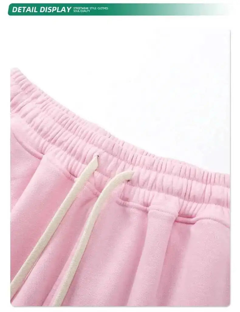 IEFB Spray Dye Washed Male Two-piece Set Light Brushed Short Sleeve T-shirt Elastic Waist Shorts Couple New Fashion Suit
