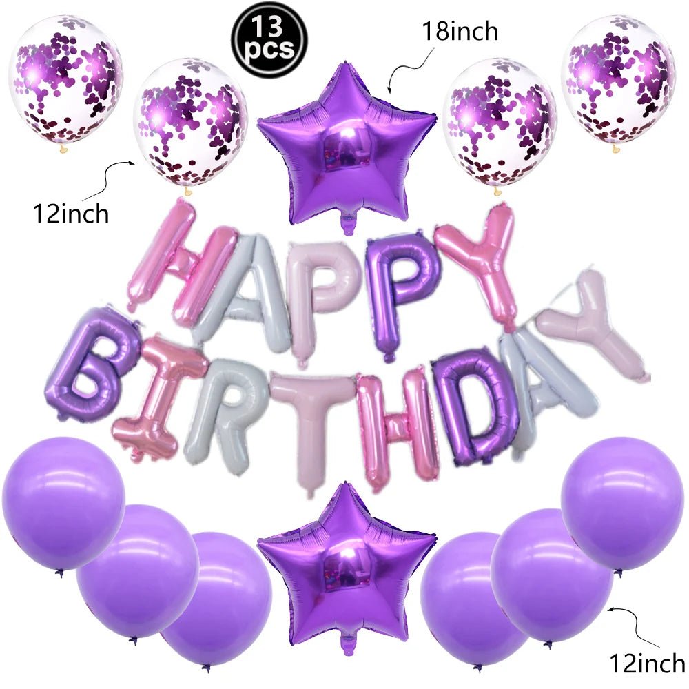 16inch Happy Birthday Decoration Balloons Pink Blue Letter Foil Ballons Set Birthday Party Decor Air Globos Balony Anniversaire