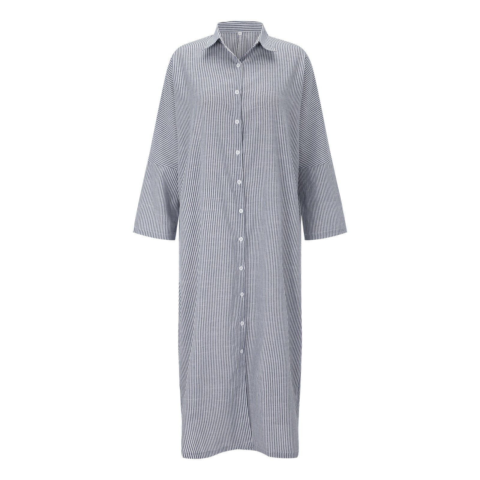 Elegant Outfits Summer Dresses For Women 2023 Stripe Cotton Shirt Casual Loose Maxi Dresses Formal Occasion Dresses Vestidos