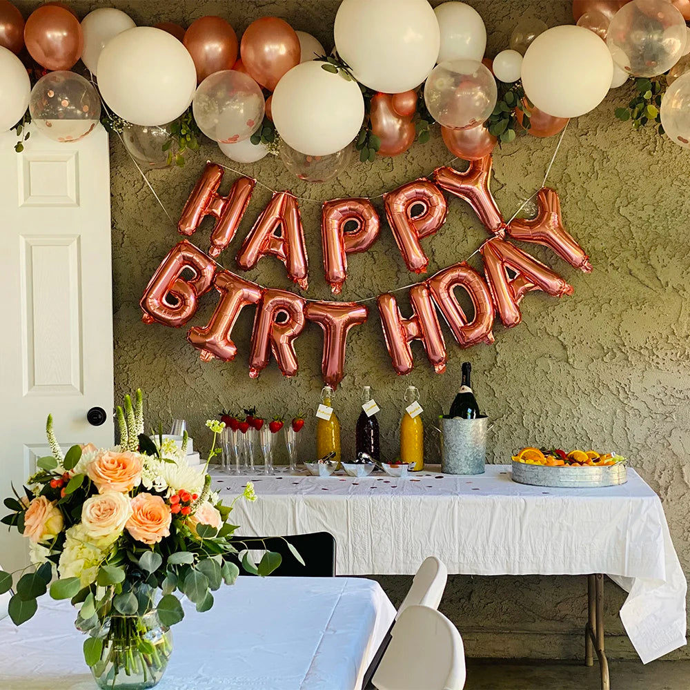 16inch Happy Birthday Decoration Balloons Pink Blue Letter Foil Ballons Set Birthday Party Decor Air Globos Balony Anniversaire