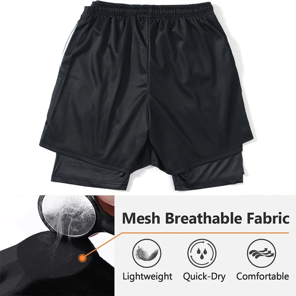 Anime Performance Shorts Men Women 2 In 1 Gym Shorts Manga 3D Print Mesh Quick Dry Sports Short Pants Summer Fitness Workout
