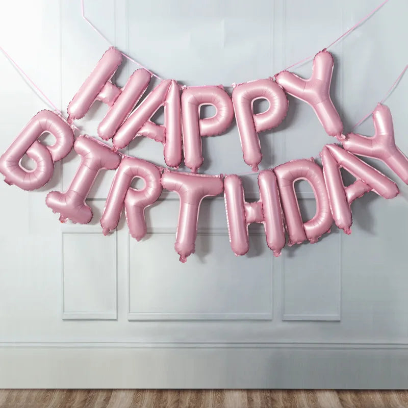 16inch Happy Birthday Decoration Balloons Pink Blue Letter Foil Ballons Set Birthday Party Decor Air Globos Balony Anniversaire