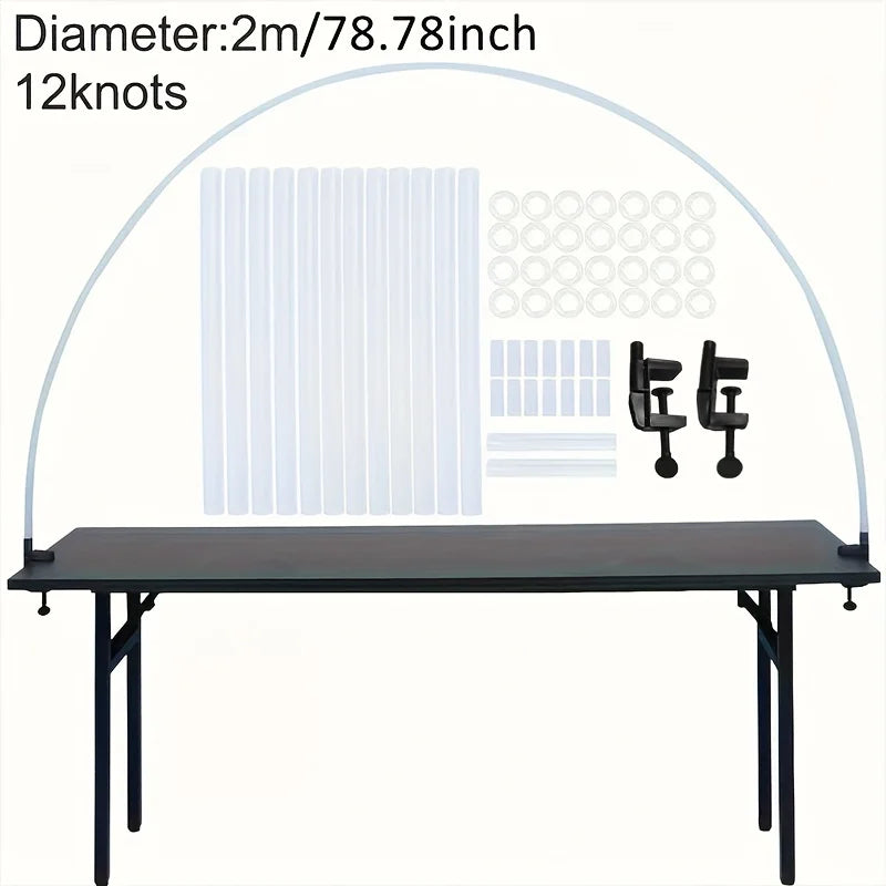 1set Deluxe Adjustable Semicircle Balloon Arch Kit - 2M Plastic Frame, Easy-Setup Home Outdoor Wedding Birthday Party Decoration