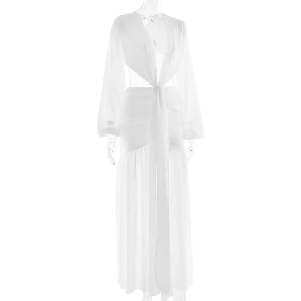 Avrilyaan  Deep V Hollow Chiffon Backless Sexy Party Dress Women 2025 Spring Summer Dress Nightclub Bodycon Maxi Long Dresses