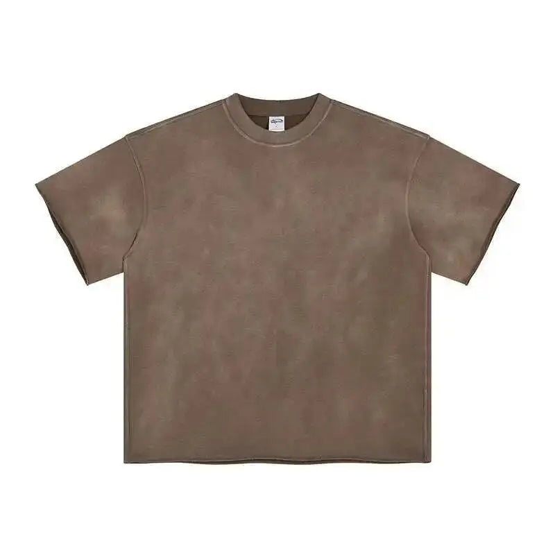 IEFB Spray Dye Washed Male Two-piece Set Light Brushed Short Sleeve T-shirt Elastic Waist Shorts Couple New Fashion Suit
