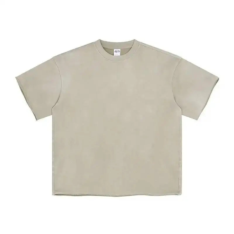 IEFB Spray Dye Washed Male Two-piece Set Light Brushed Short Sleeve T-shirt Elastic Waist Shorts Couple New Fashion Suit