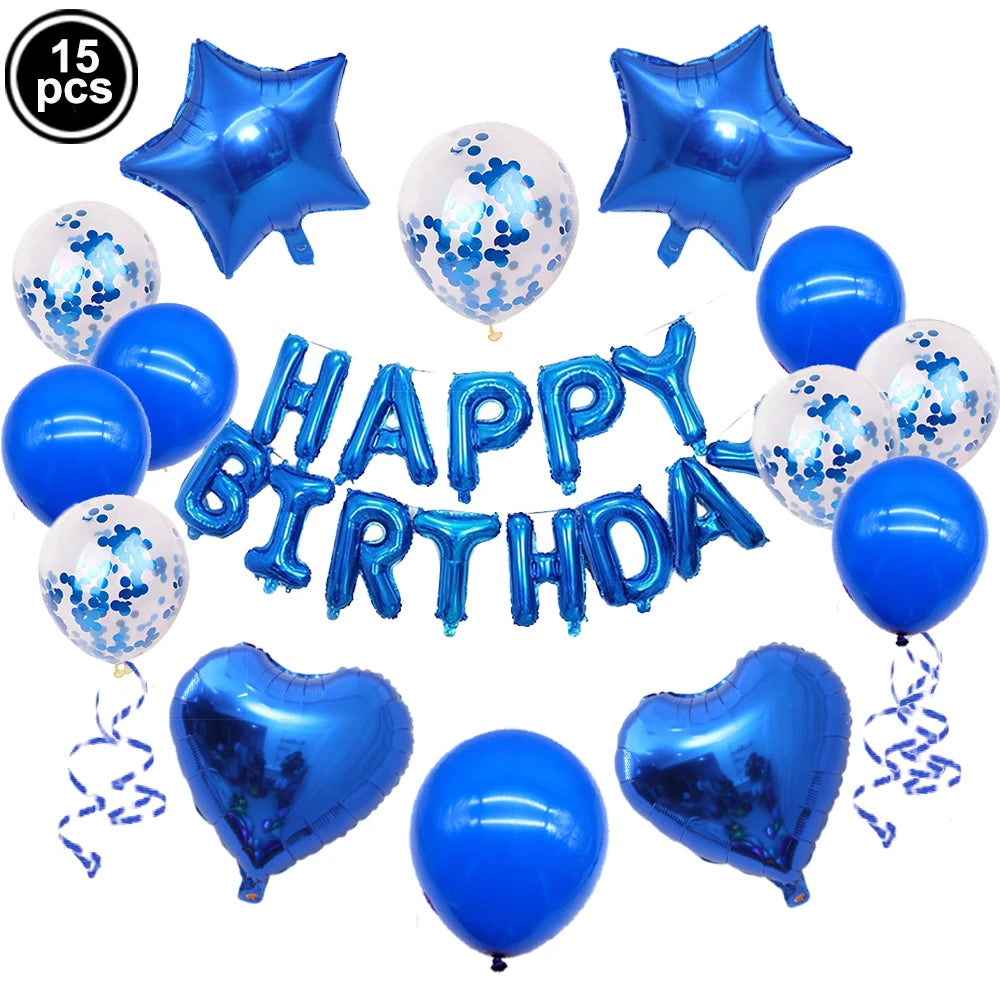 16inch Happy Birthday Decoration Balloons Pink Blue Letter Foil Ballons Set Birthday Party Decor Air Globos Balony Anniversaire
