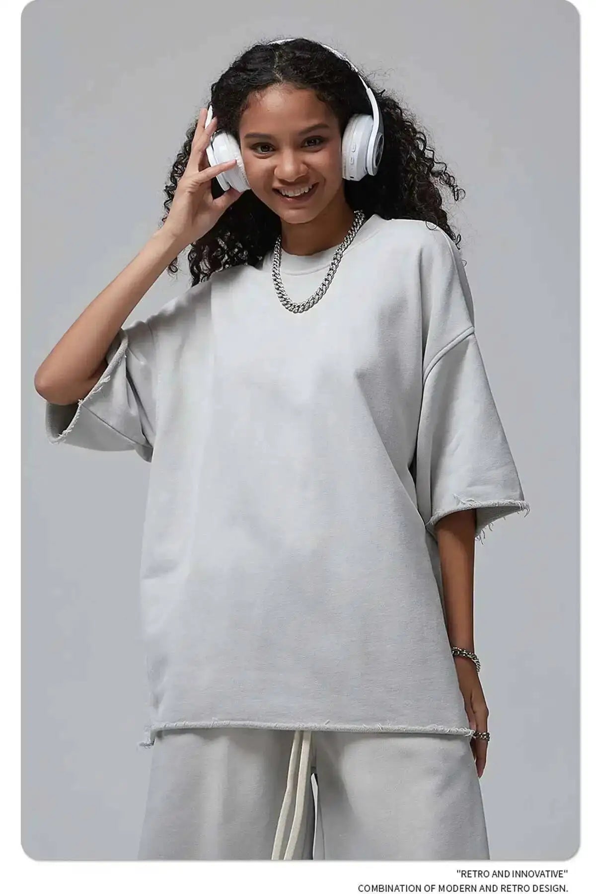 IEFB Spray Dye Washed Male Two-piece Set Light Brushed Short Sleeve T-shirt Elastic Waist Shorts Couple New Fashion Suit