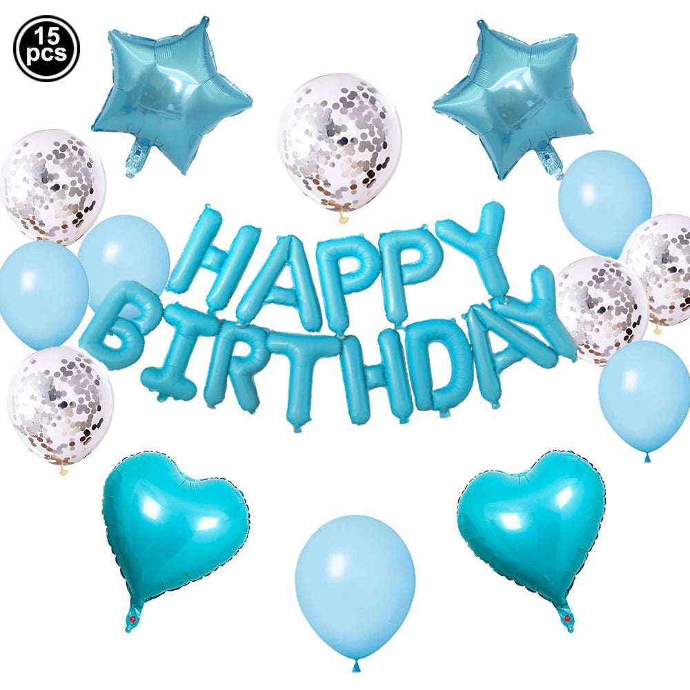 16inch Happy Birthday Decoration Balloons Pink Blue Letter Foil Ballons Set Birthday Party Decor Air Globos Balony Anniversaire