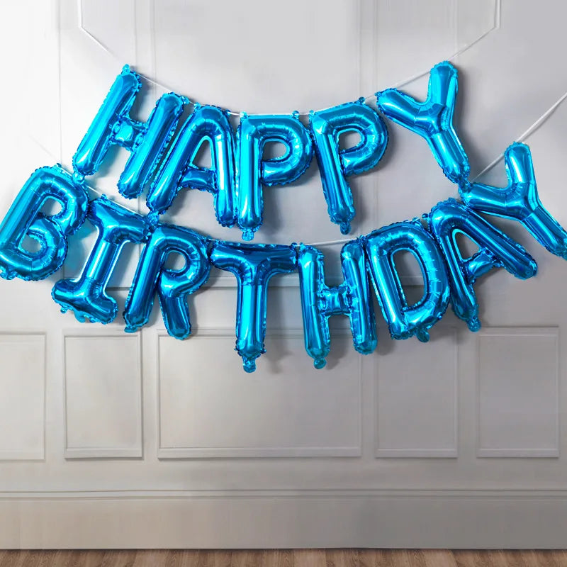 16inch Happy Birthday Decoration Balloons Pink Blue Letter Foil Ballons Set Birthday Party Decor Air Globos Balony Anniversaire