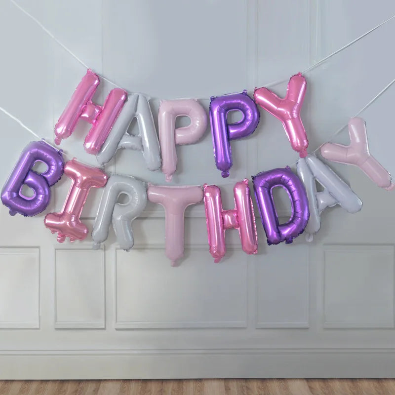 16inch Happy Birthday Decoration Balloons Pink Blue Letter Foil Ballons Set Birthday Party Decor Air Globos Balony Anniversaire