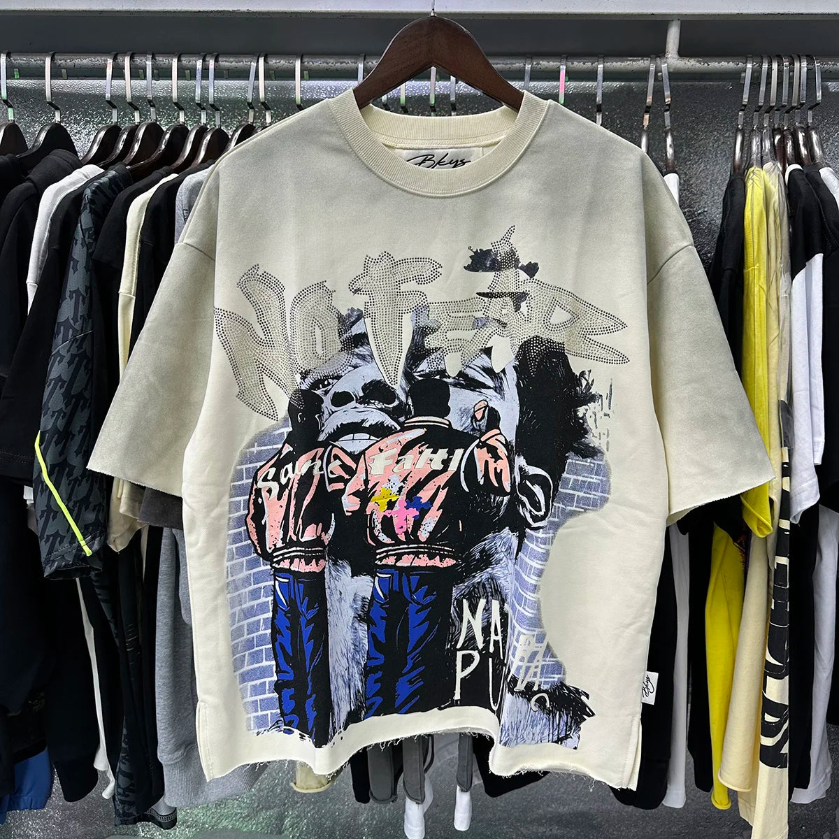 Shinning Bling Diamond Short Sleeve Cropped T-shirt for Men and Women Crew Neck Rhinestone Loose Cotton Summer Tshirts Oversized