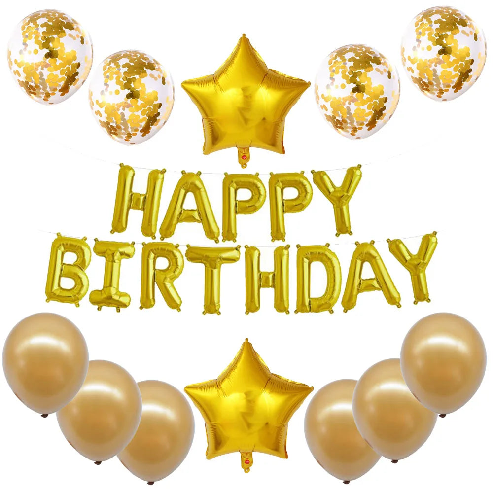 16inch Happy Birthday Decoration Balloons Pink Blue Letter Foil Ballons Set Birthday Party Decor Air Globos Balony Anniversaire