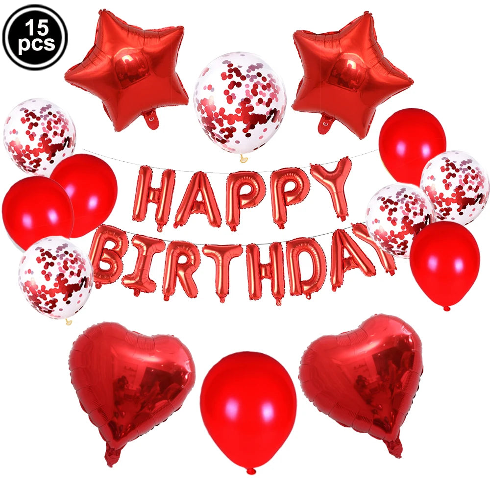 16inch Happy Birthday Decoration Balloons Pink Blue Letter Foil Ballons Set Birthday Party Decor Air Globos Balony Anniversaire