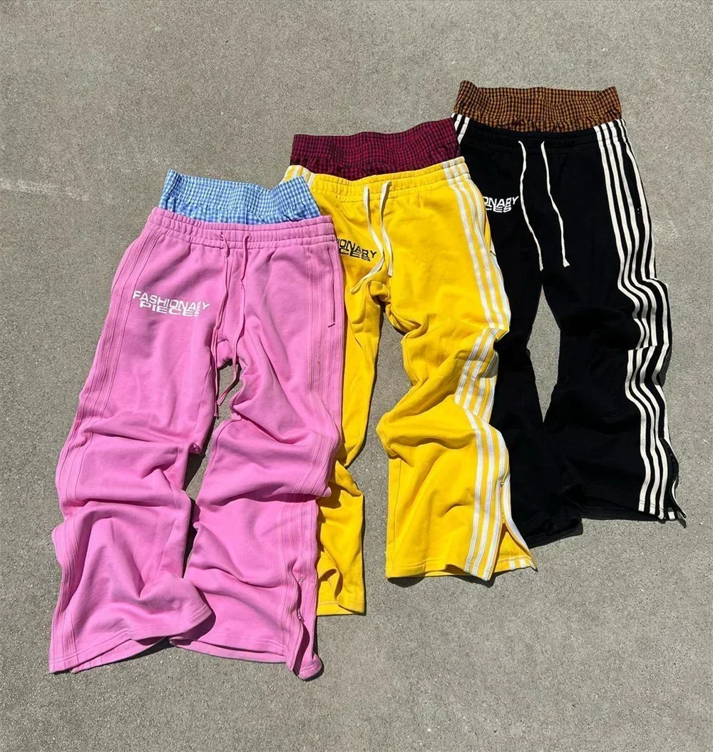 2025 Men's Retro Harajuku Hip Hop Sweatpants Loose Straight Pants High Waisted Loose Men's Pants Y2K Simple Striped Casual Pants