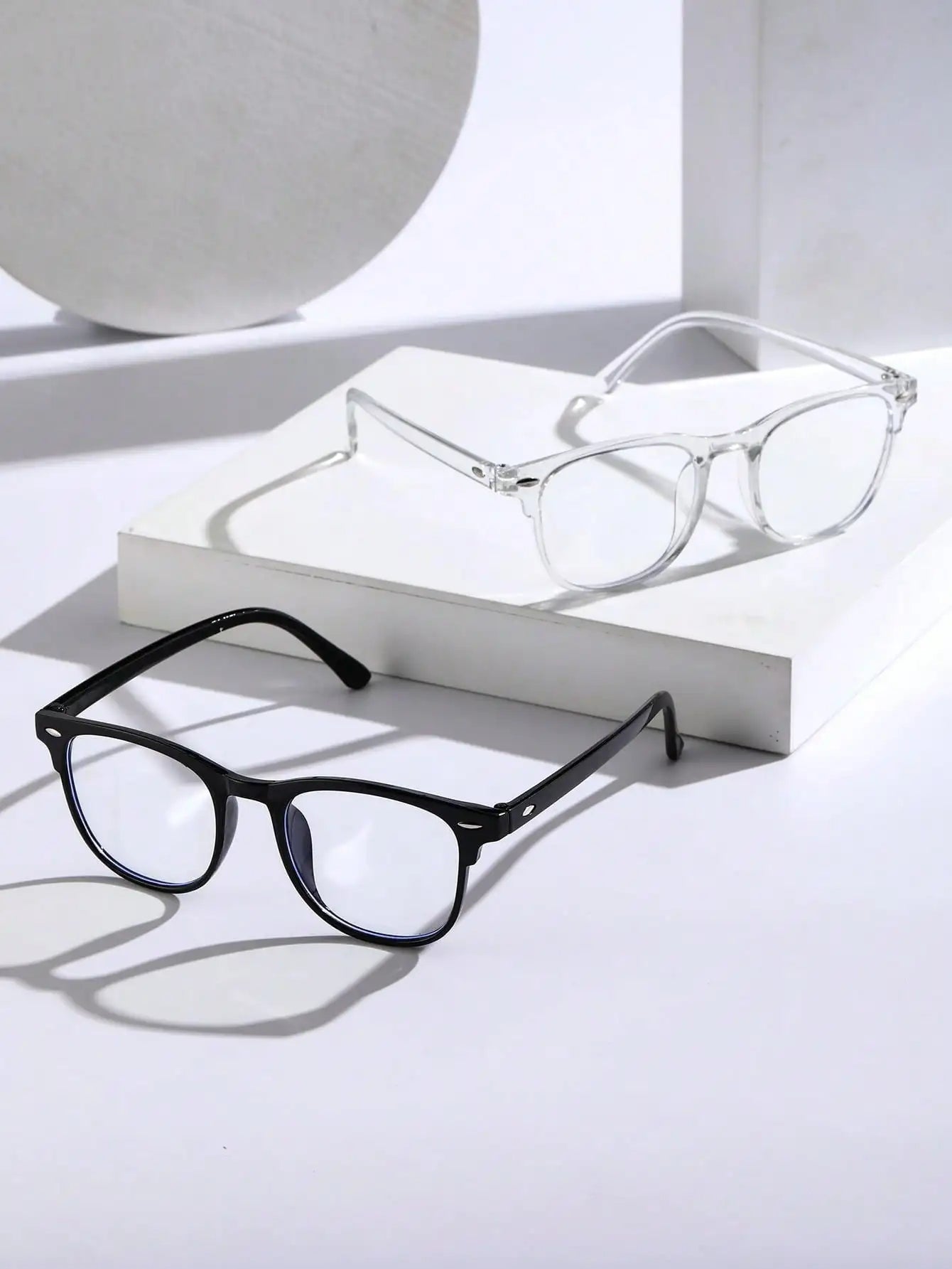 1-2-3PCS Unisex Square Plastic Frame Trendy Anti-Blue Light Clear Glasses For Back To School Clothing Accessories.