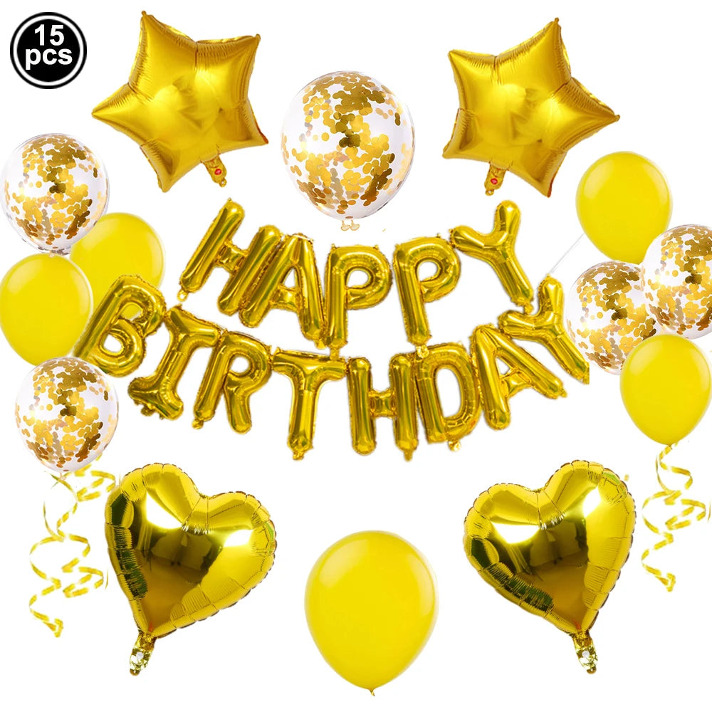 16inch Happy Birthday Decoration Balloons Pink Blue Letter Foil Ballons Set Birthday Party Decor Air Globos Balony Anniversaire