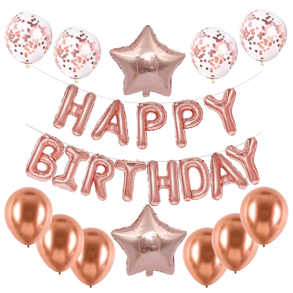 16inch Happy Birthday Decoration Balloons Pink Blue Letter Foil Ballons Set Birthday Party Decor Air Globos Balony Anniversaire