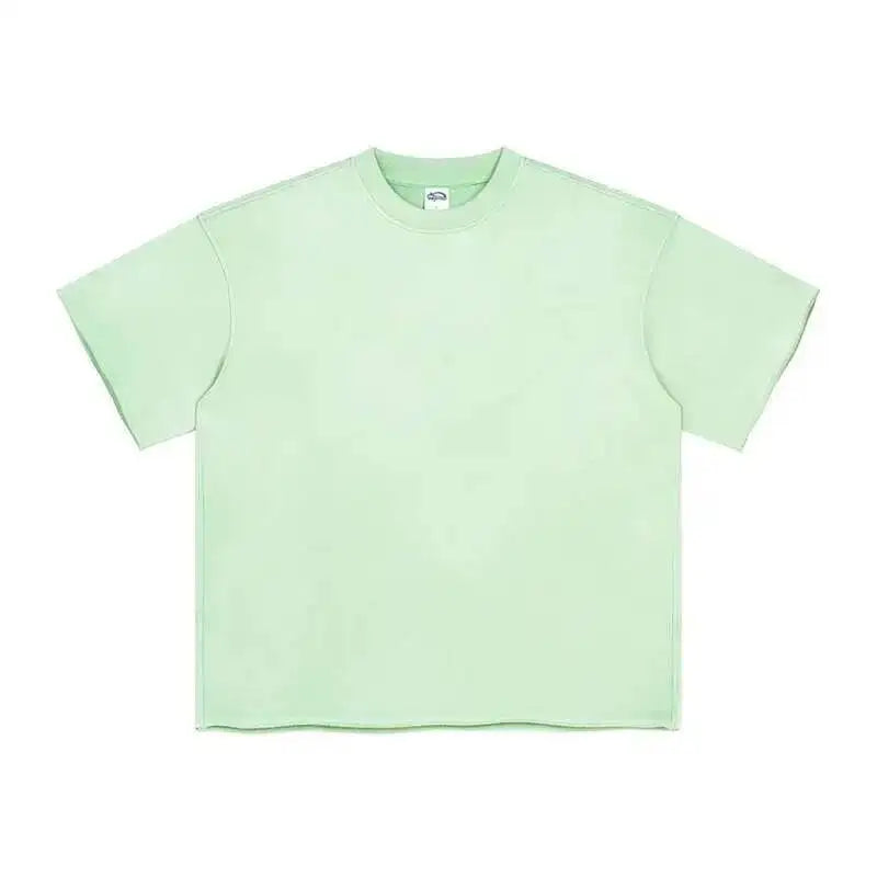 IEFB Spray Dye Washed Male Two-piece Set Light Brushed Short Sleeve T-shirt Elastic Waist Shorts Couple New Fashion Suit