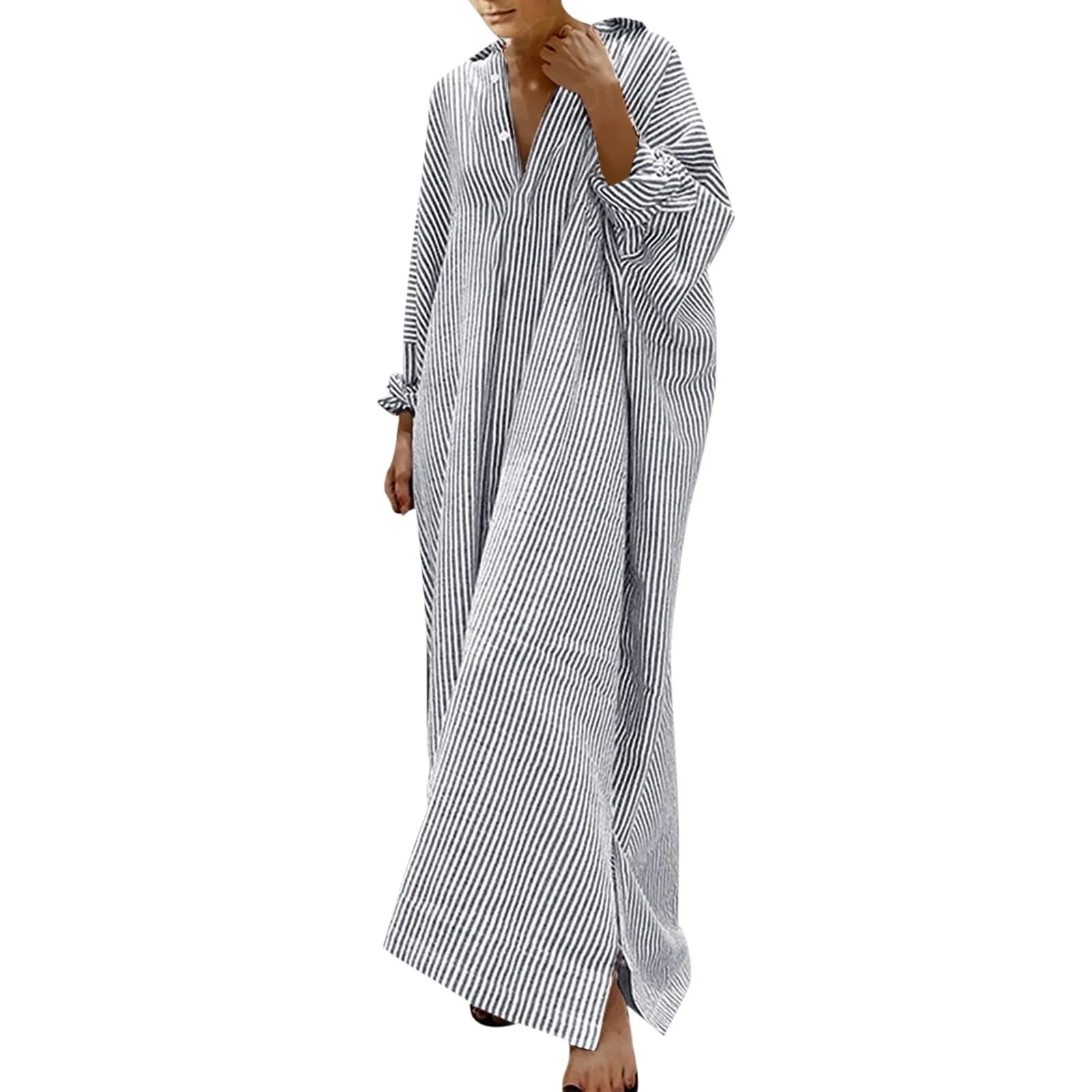 Elegant Outfits Summer Dresses For Women 2023 Stripe Cotton Shirt Casual Loose Maxi Dresses Formal Occasion Dresses Vestidos