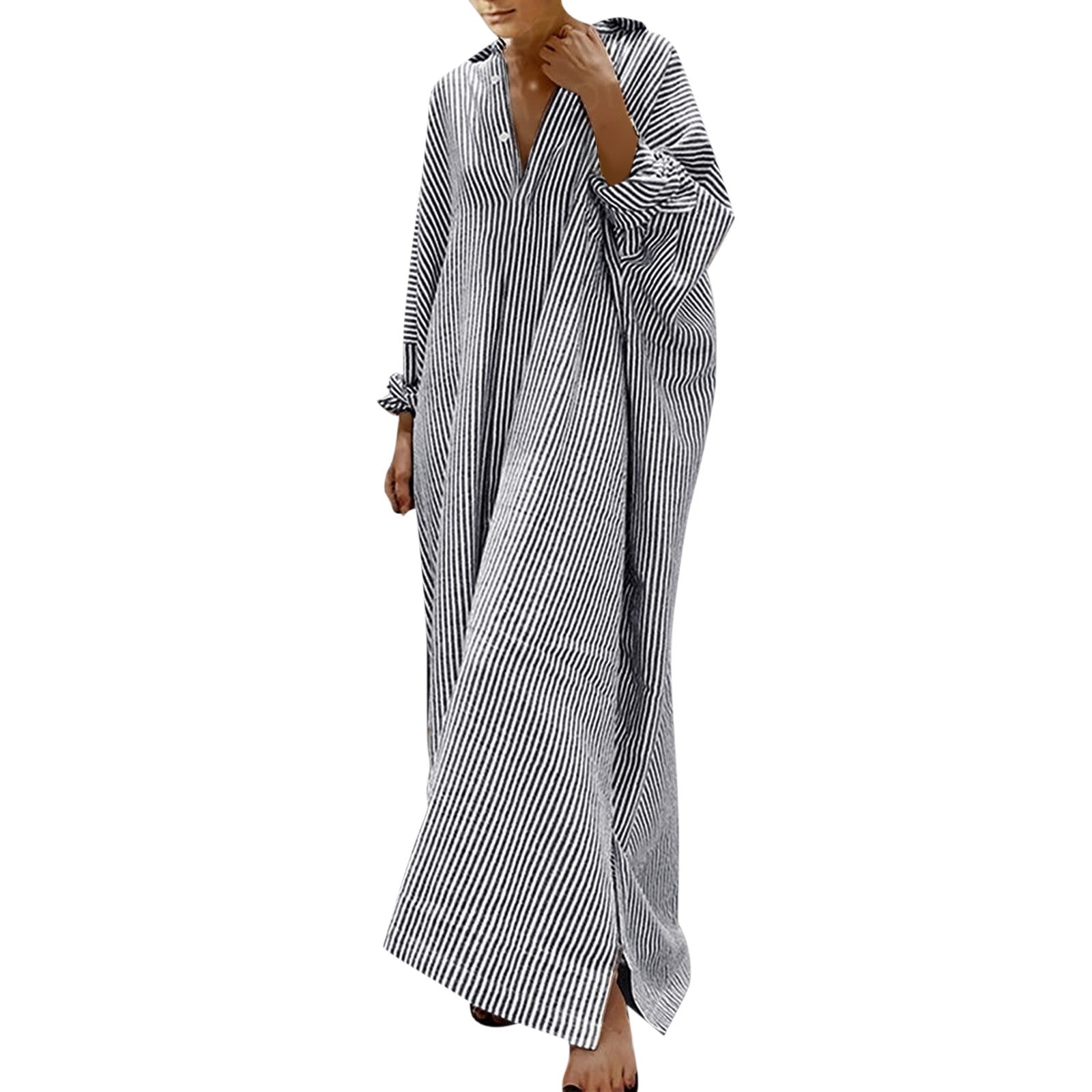 Elegant Outfits Summer Dresses For Women 2023 Stripe Cotton Shirt Casual Loose Maxi Dresses Formal Occasion Dresses Vestidos