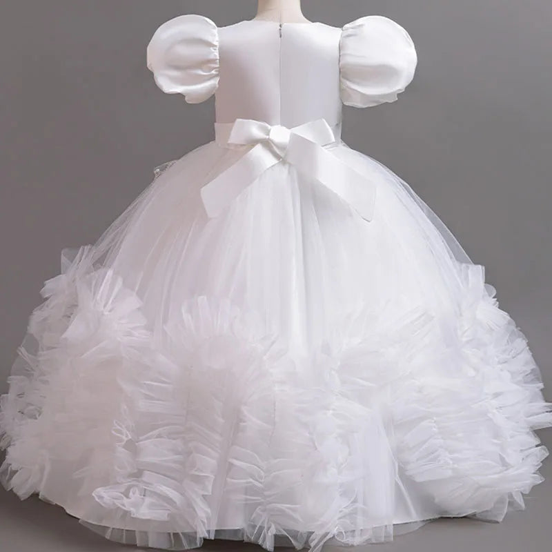 HETISO Girls Elegant Dresses Sequins Luxury Birthday Party Wedding Halloween Prom Gown Children's Princess Frocks 4 6 8 10 12Y