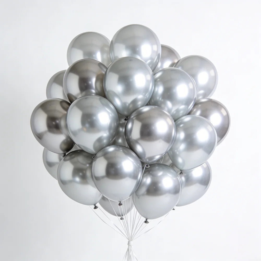 20pcs 12in Metal Gold Silver & Transparent Balloons with Gold Glitter Paper Scraps for Birthday Wedding Party Decor