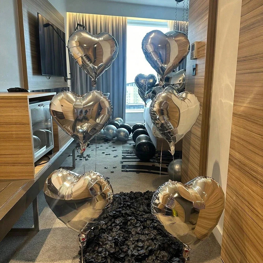 1050pcs Black & Silver Party Balloons Decorations with Silver Happy Birthday Banner Chrome Silver Balloons for kids and adults