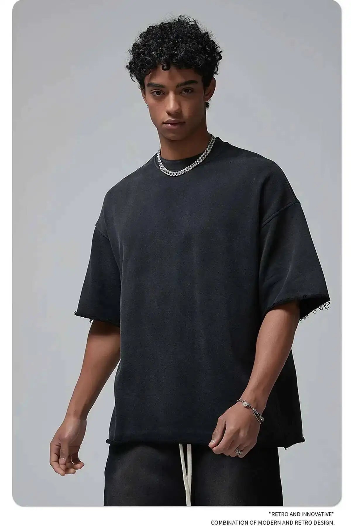 IEFB Spray Dye Washed Male Two-piece Set Light Brushed Short Sleeve T-shirt Elastic Waist Shorts Couple New Fashion Suit