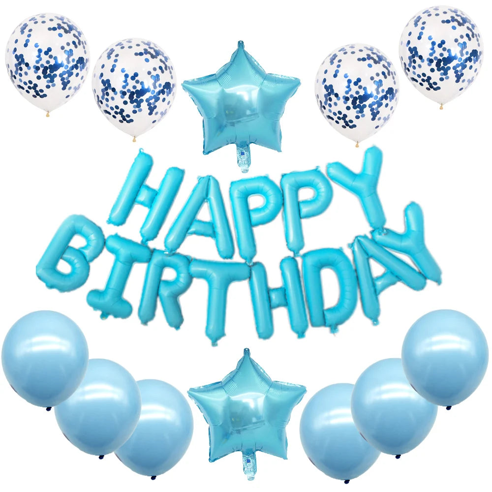 16inch Happy Birthday Decoration Balloons Pink Blue Letter Foil Ballons Set Birthday Party Decor Air Globos Balony Anniversaire