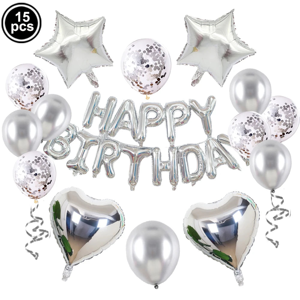 16inch Happy Birthday Decoration Balloons Pink Blue Letter Foil Ballons Set Birthday Party Decor Air Globos Balony Anniversaire