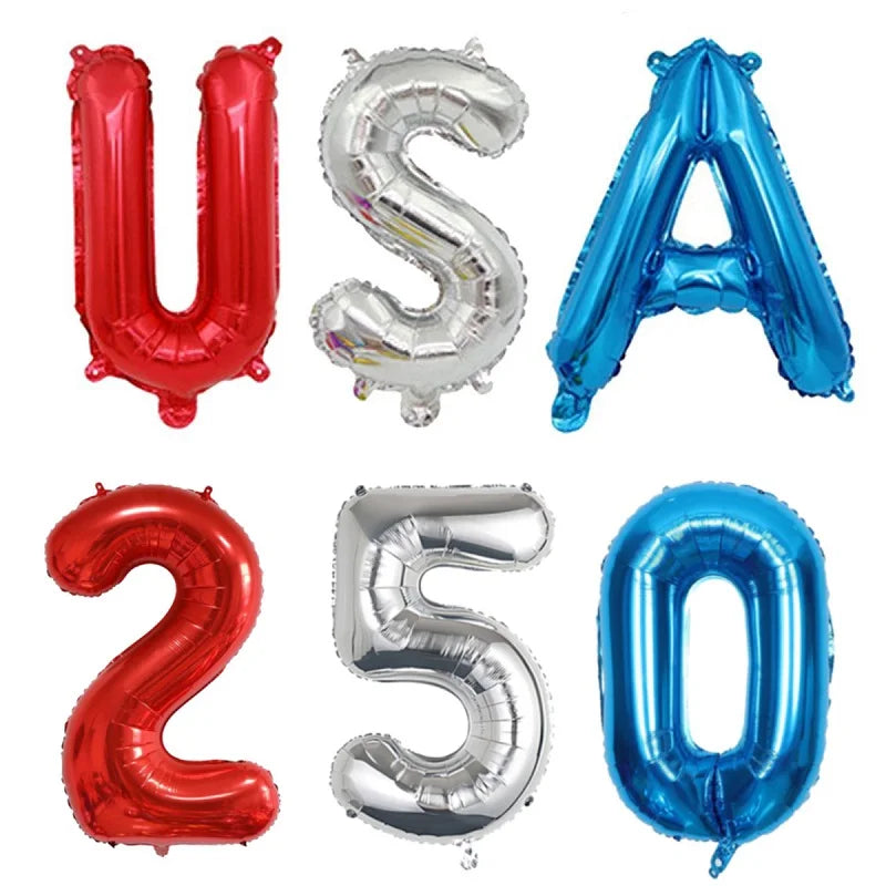 2026 U.S. Independence Day Party Decorative 16inch Balloons USA 250th Anniversary Aluminum Foil Balloons
