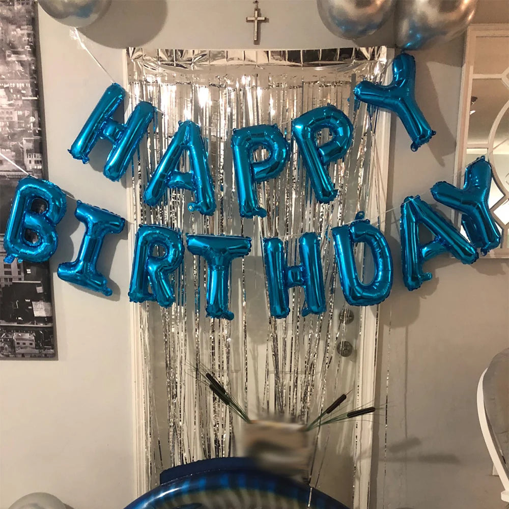 16inch Happy Birthday Decoration Balloons Pink Blue Letter Foil Ballons Set Birthday Party Decor Air Globos Balony Anniversaire