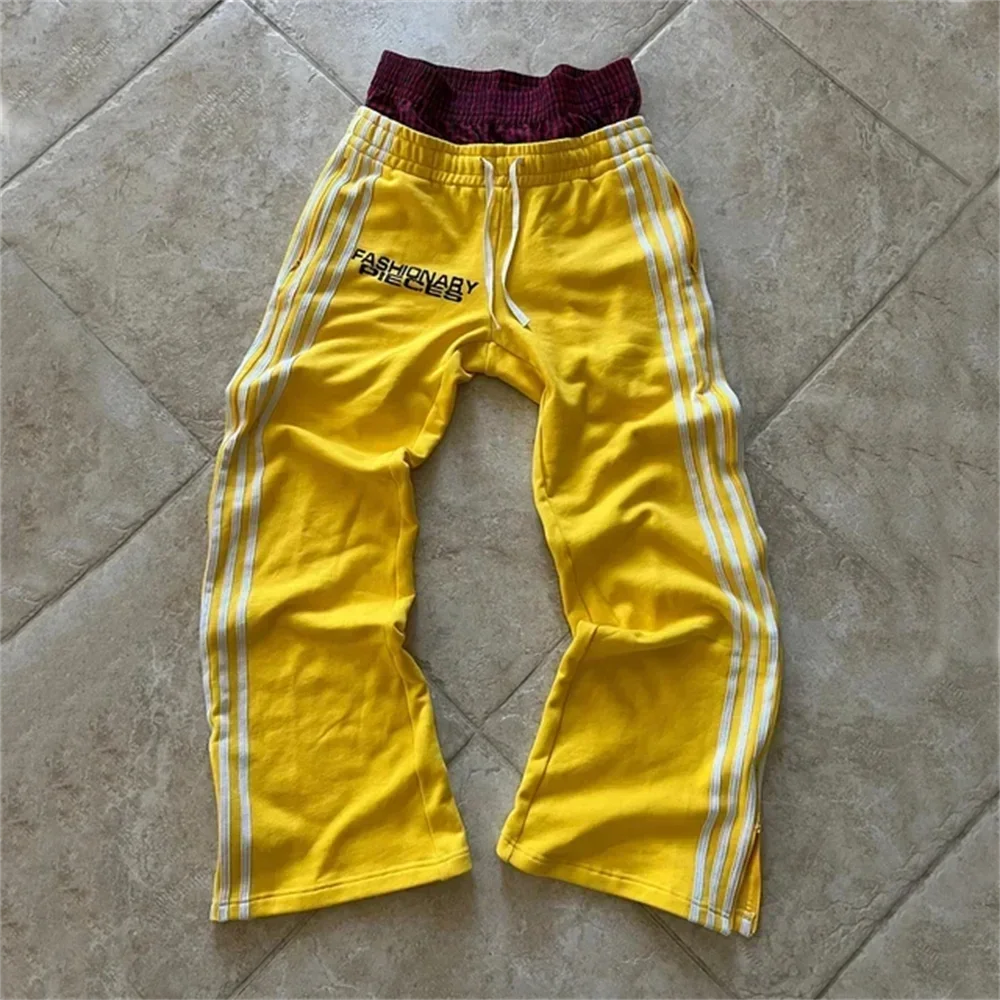 2025 Men's Retro Harajuku Hip Hop Sweatpants Loose Straight Pants High Waisted Loose Men's Pants Y2K Simple Striped Casual Pants