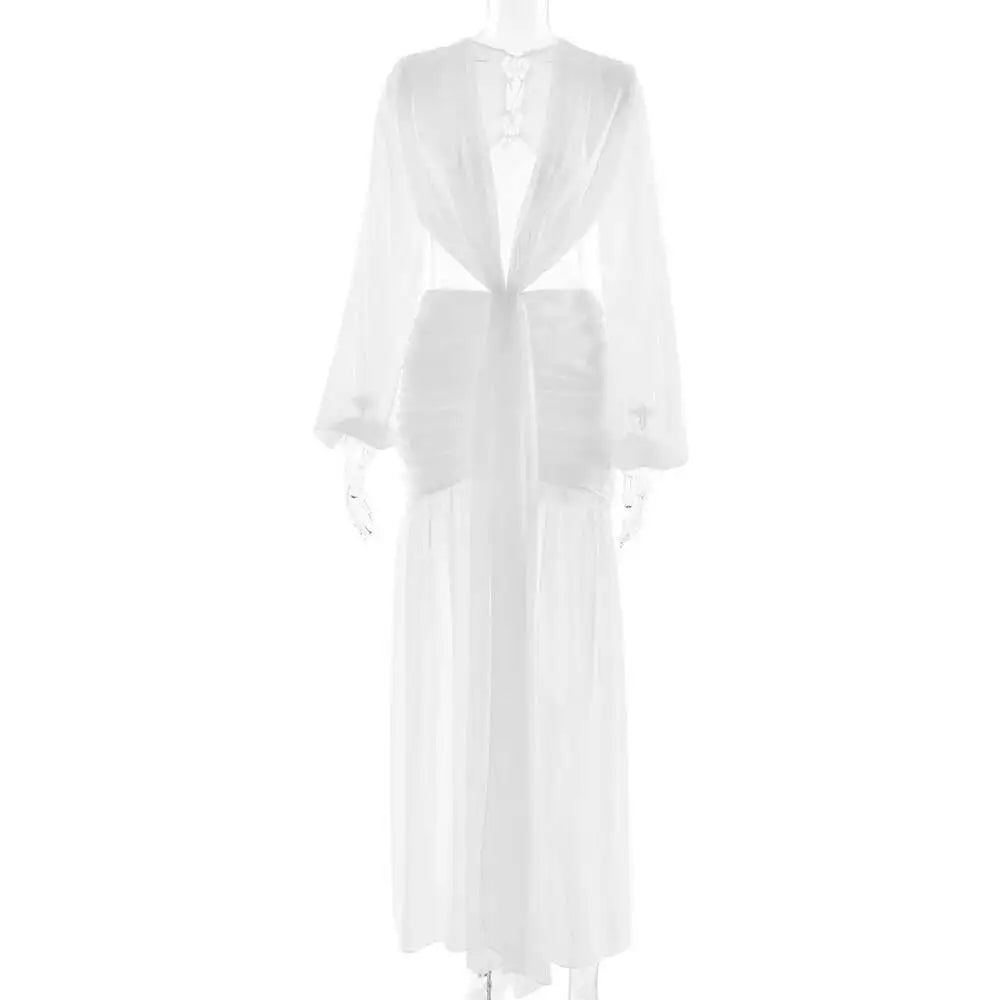 Avrilyaan  Deep V Hollow Chiffon Backless Sexy Party Dress Women 2025 Spring Summer Dress Nightclub Bodycon Maxi Long Dresses