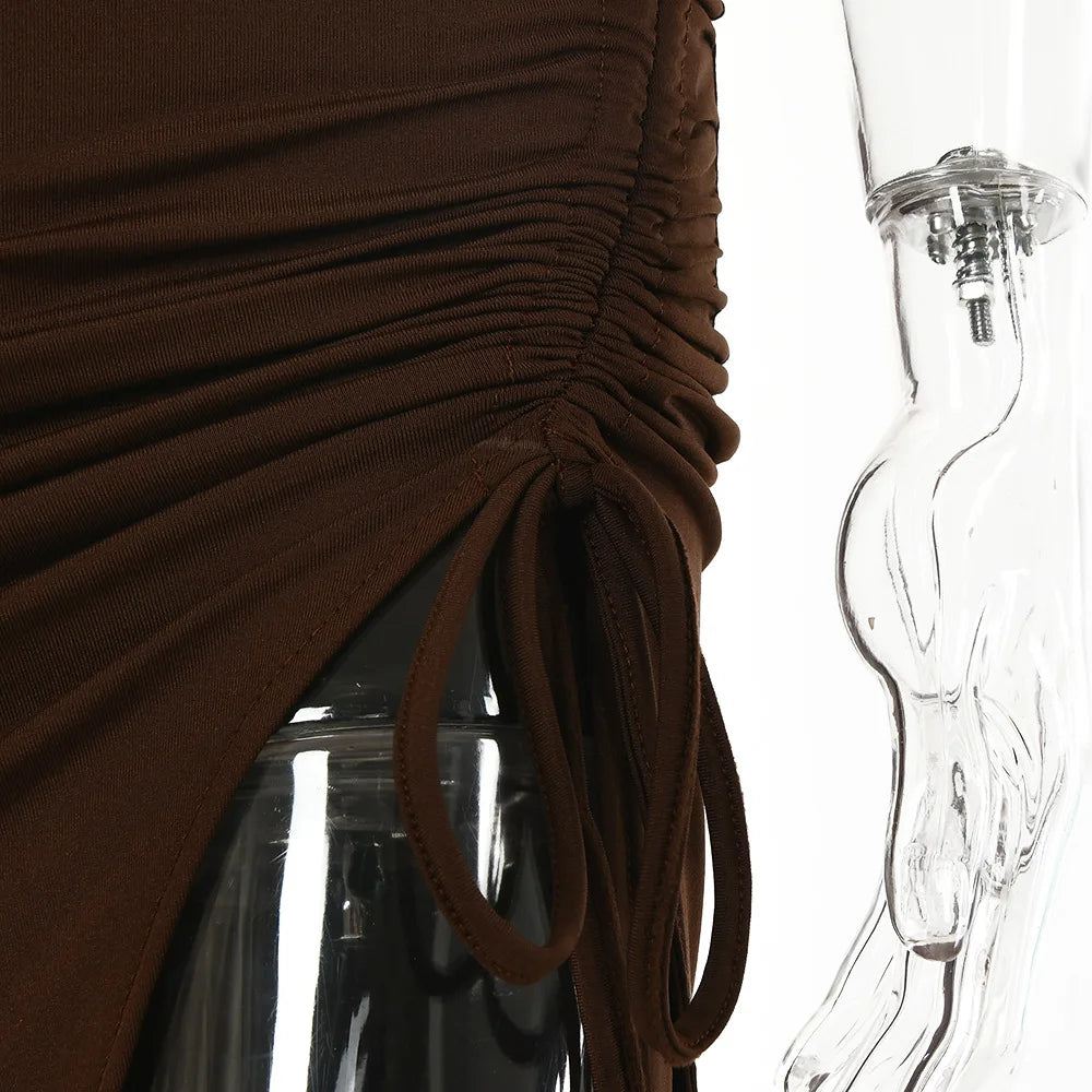 Cryptographic Hot Summer Sexy Halter Backless Sleeveless Cut Out Maxi Dress for Women Elegant Club Party Slit Dresses Vestido