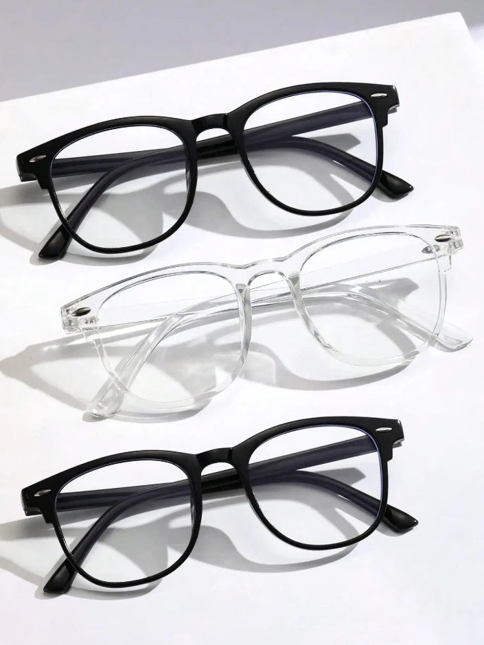 1-2-3PCS Unisex Square Plastic Frame Trendy Anti-Blue Light Clear Glasses For Back To School Clothing Accessories.